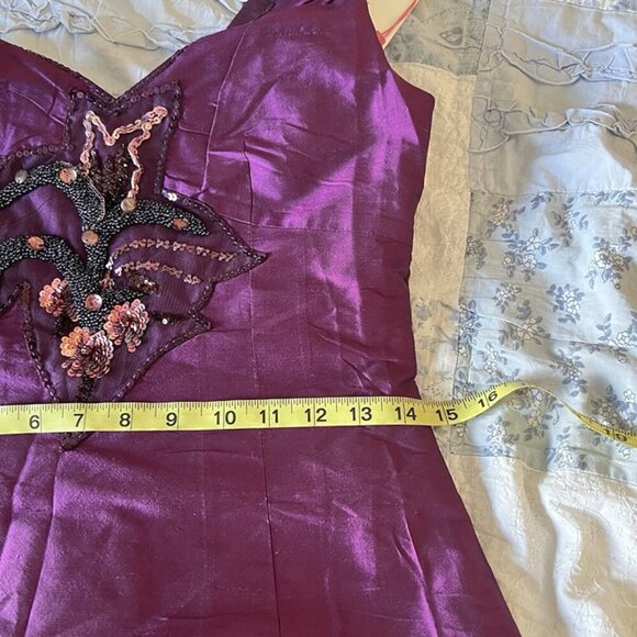 NWT Dupioni Silk Purple Dress Sz S Beaded Whimsygoth Victorian Glam Edwardian - Picture 9 of 10
